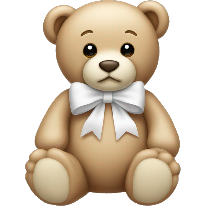 Beige teddy with a white bow