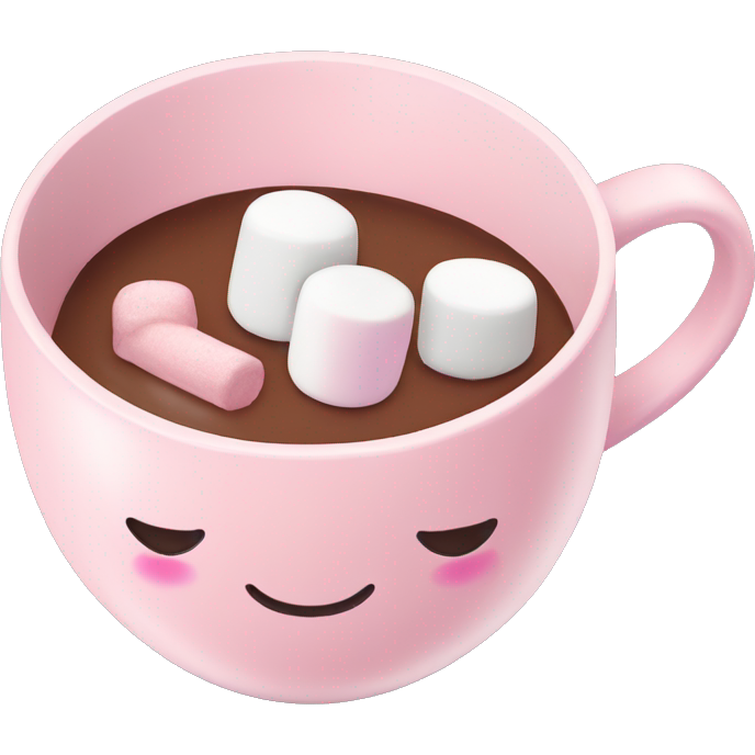 Light Pink mug of hot chocolate with marshmallows