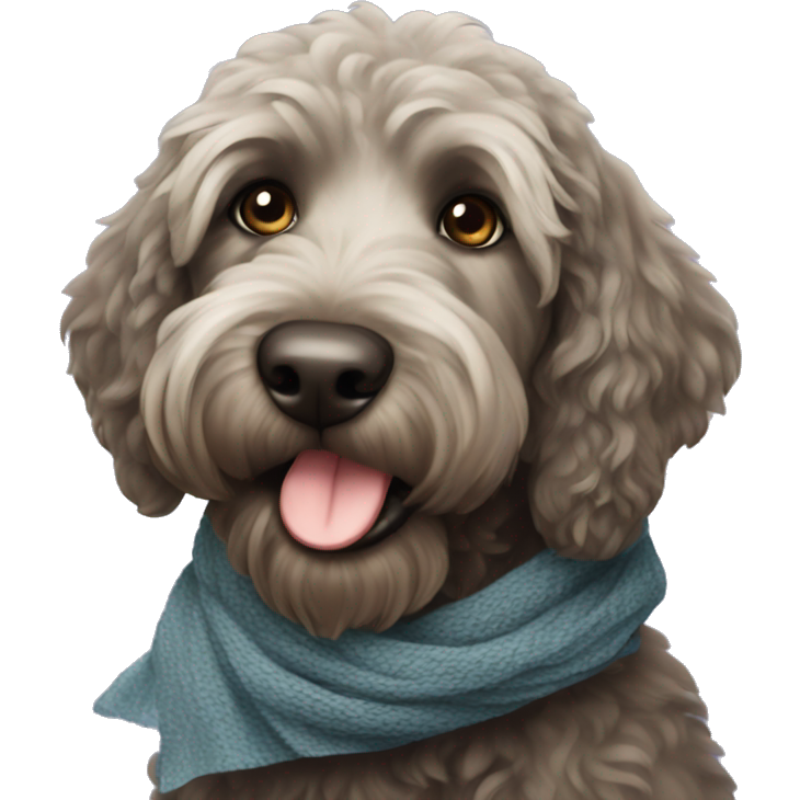 Black labradoodle with scarf