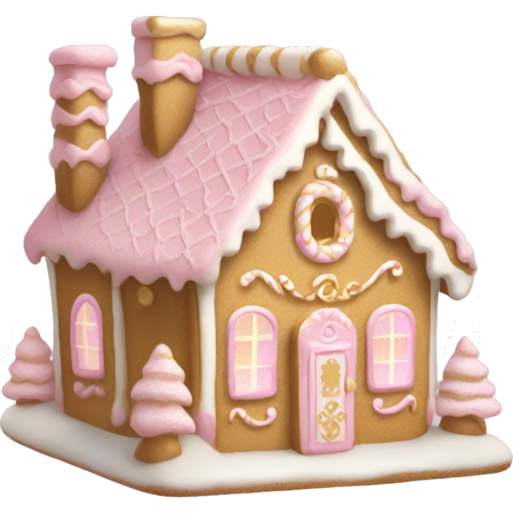 Light pink and gold and white gingerbread house