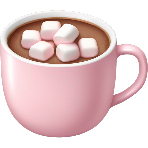 Light Pink mug of hot chocolate with marshmallows