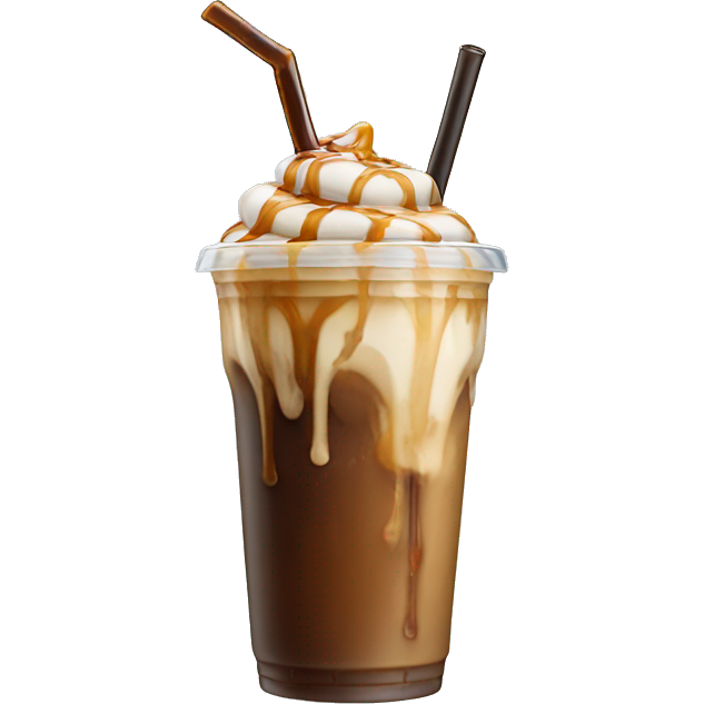 Iced coffee with caramel drizzle on top