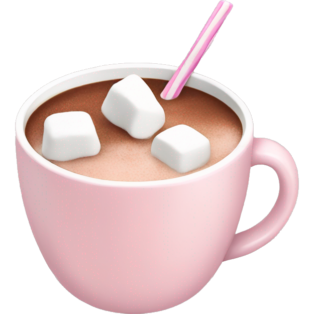 Light Pink mug of hot chocolate with marshmallows