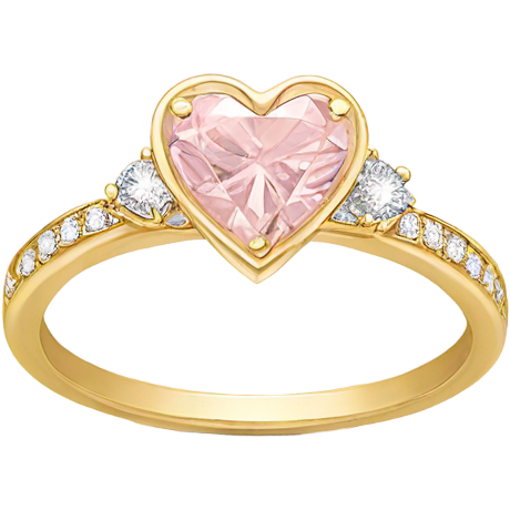 Gold engagement ring with light pink heart diamond