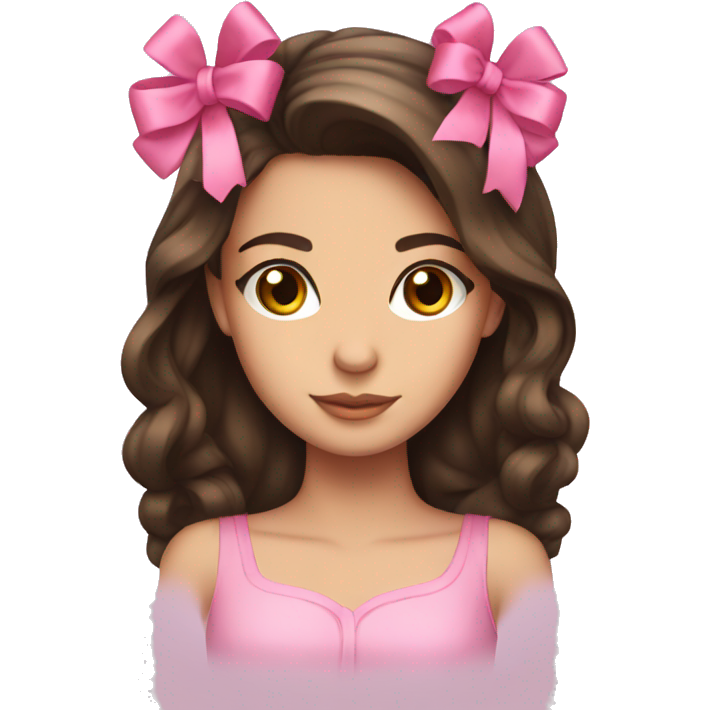 Pretty brunette girl with a pink bow in her hair