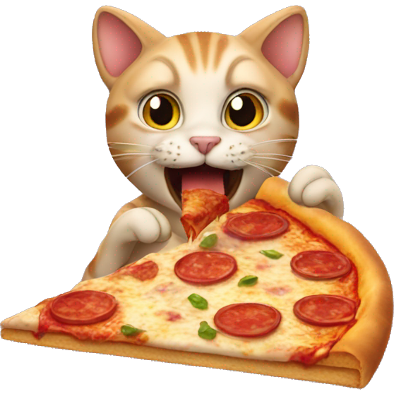 Cat eating pizza