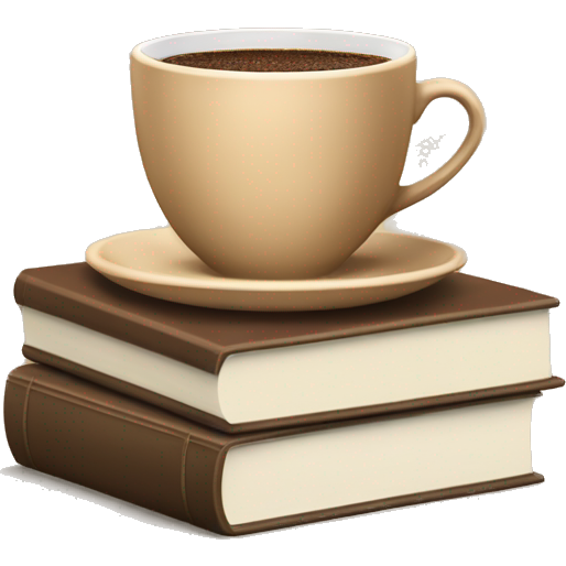 Beige cup of coffee on top of a small stack of brown and beige books