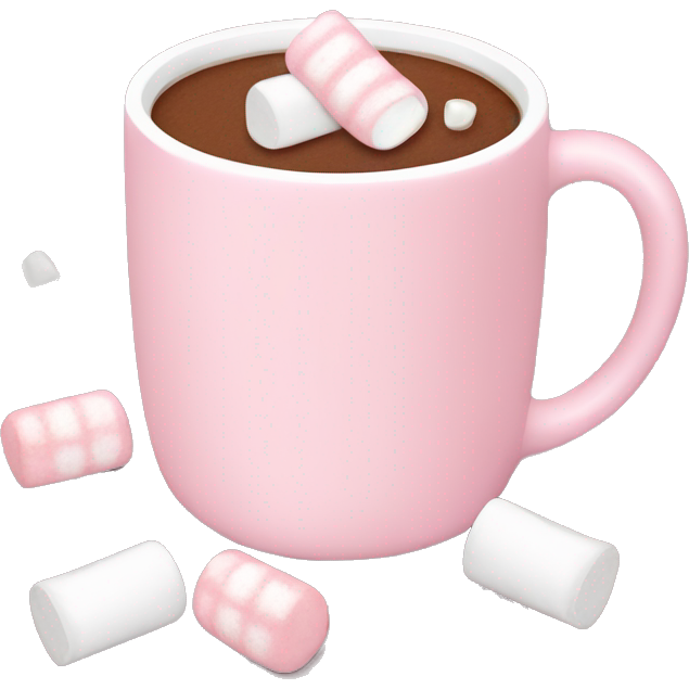 Light Pink mug of hot chocolate with marshmallows