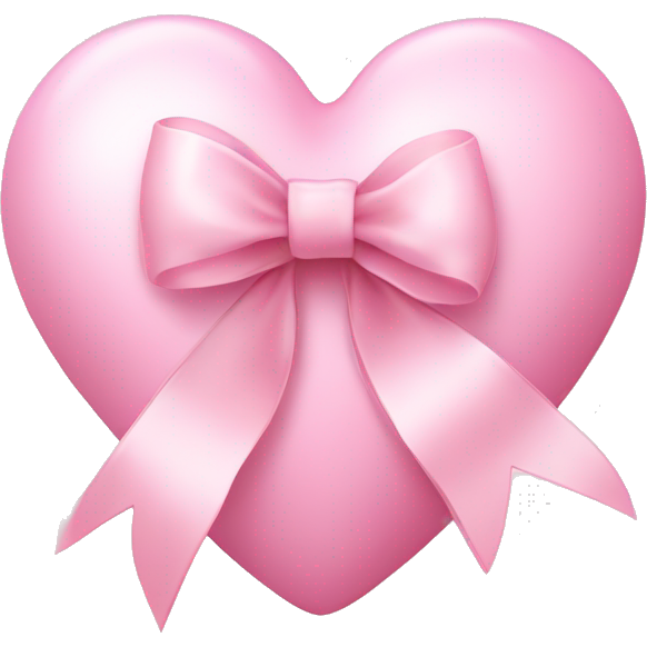 Baby pink heart with pale pink ribbon bow