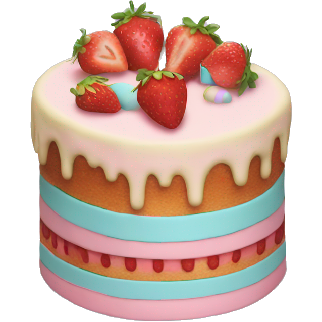 Pastel Birthday cake with strawberry