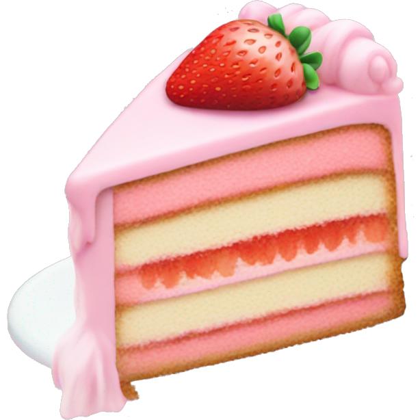 Pastel pink strawberry cake slice