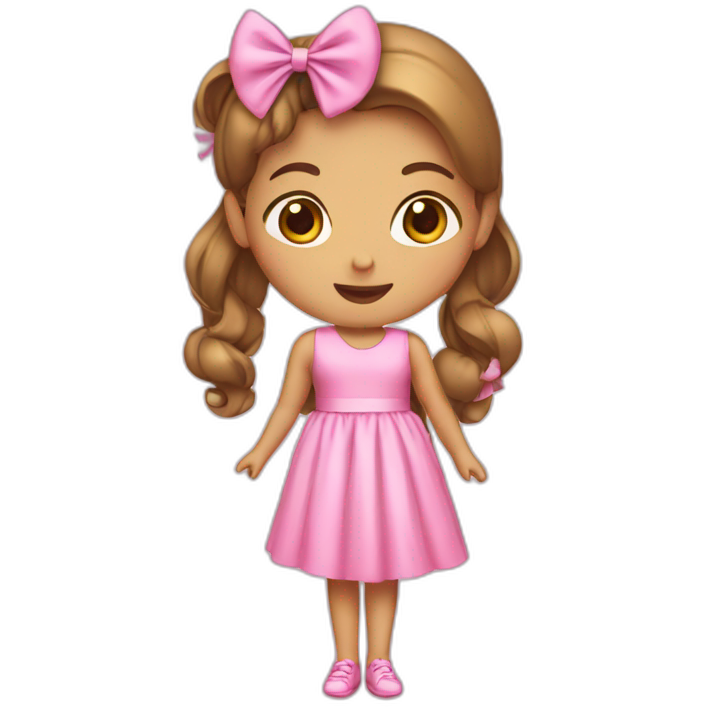 A girl with pink dress and pink bow