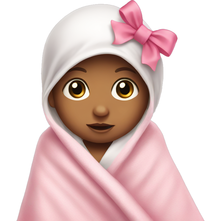 White baby with a pink bow and pink blanket