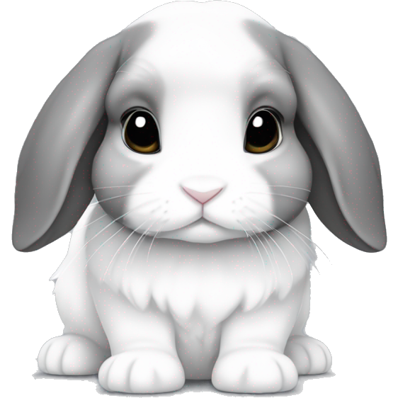 A holland lop bunny with a sable point coloring. White and gray.