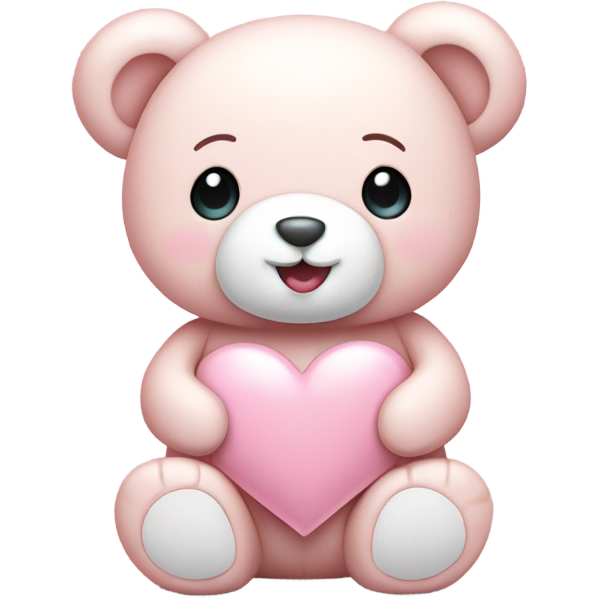 Happy Light pink teddy bear holding a white heart