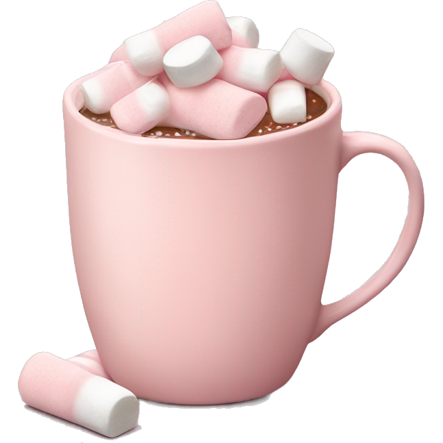 Light Pink mug of hot chocolate with marshmallows