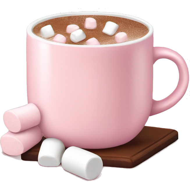 Light Pink mug of hot chocolate with marshmallows