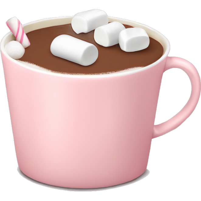 Light Pink mug of hot chocolate with marshmallows