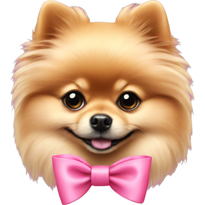 Pomeranian pink bow around neck