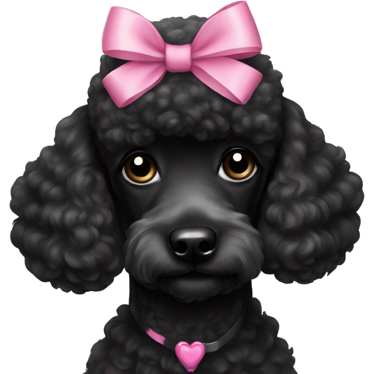 Black poodle with pink bow