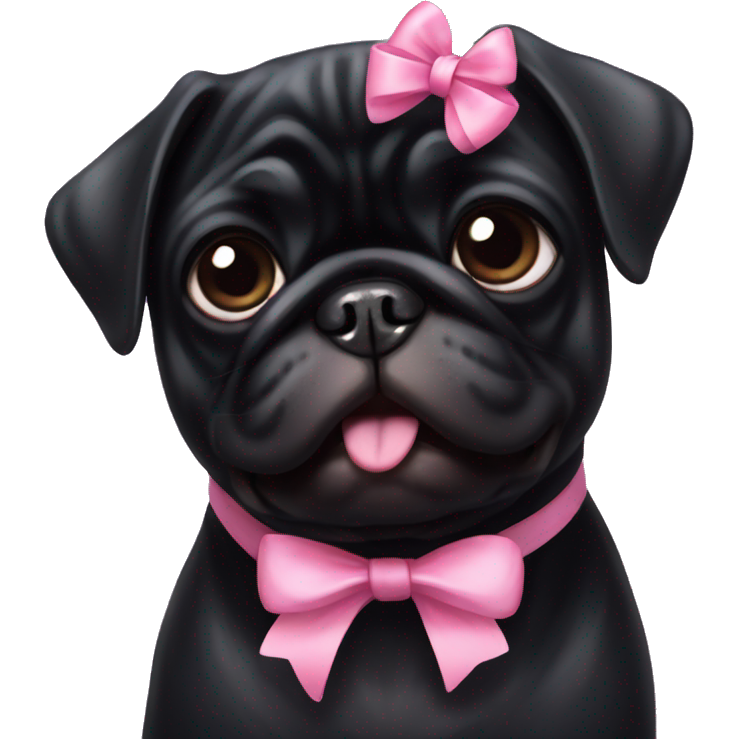 Black pug with pink bow