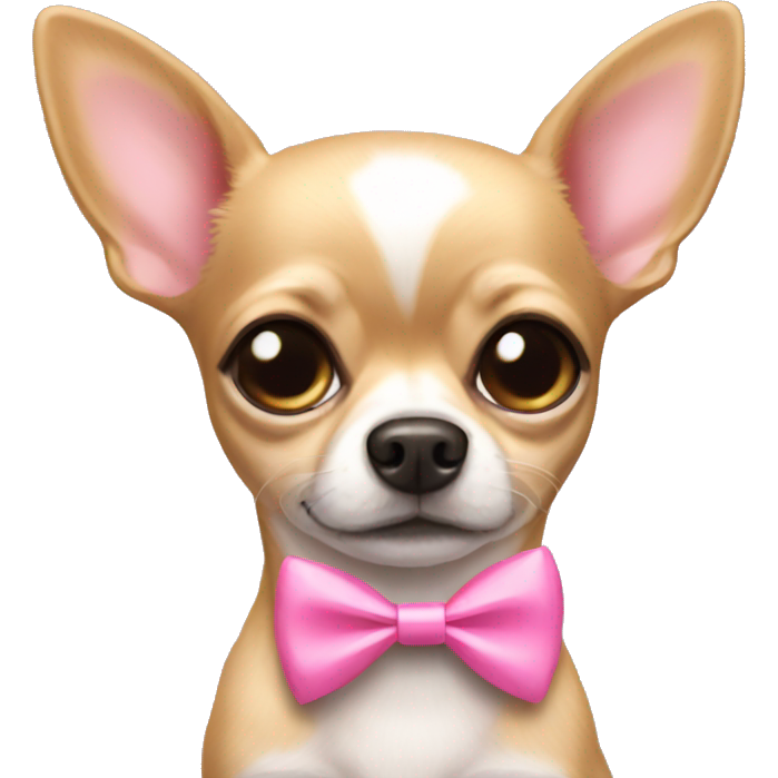 Chihuahua wearing a pink bow