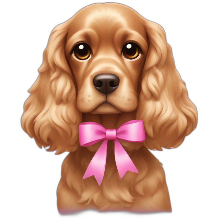 Cocker spaniel with a pink bow on the head