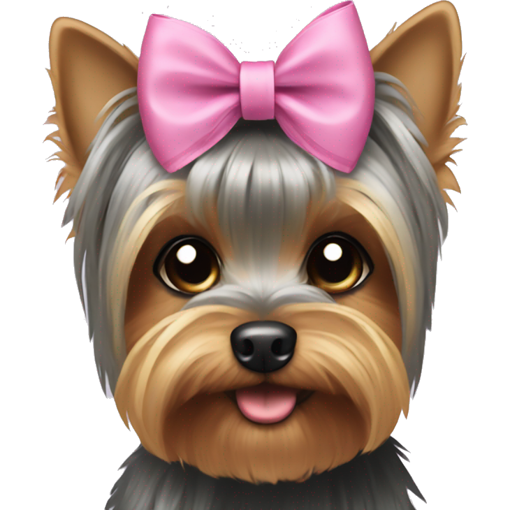 Grey yorkie with bow