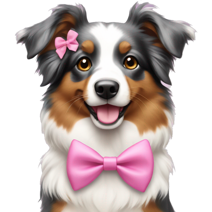Mini Aussie wearing pink bow