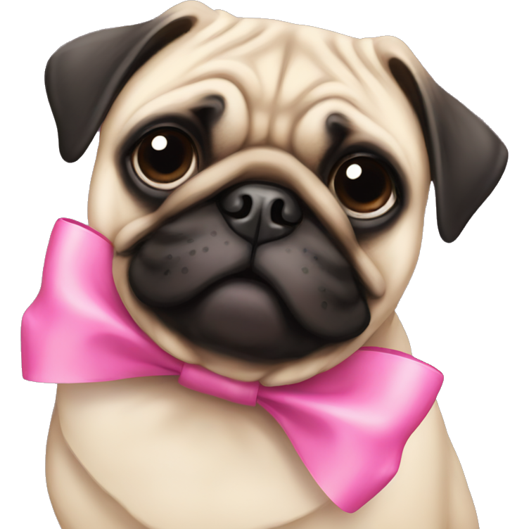 Pug with pink bow