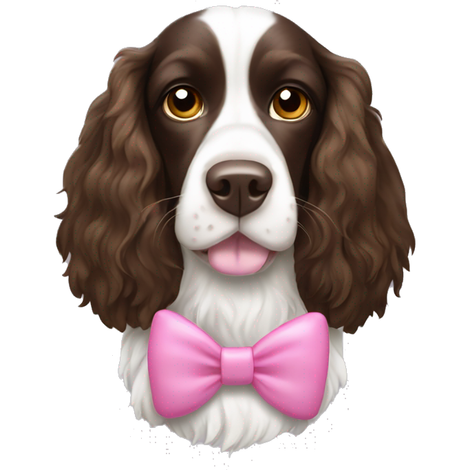 Springer spaniel dog wearing a pink bow