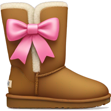 An Ugg boot with a pink bow on the back