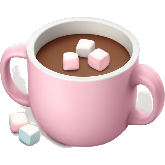 Light Pink mug of hot chocolate with marshmallows