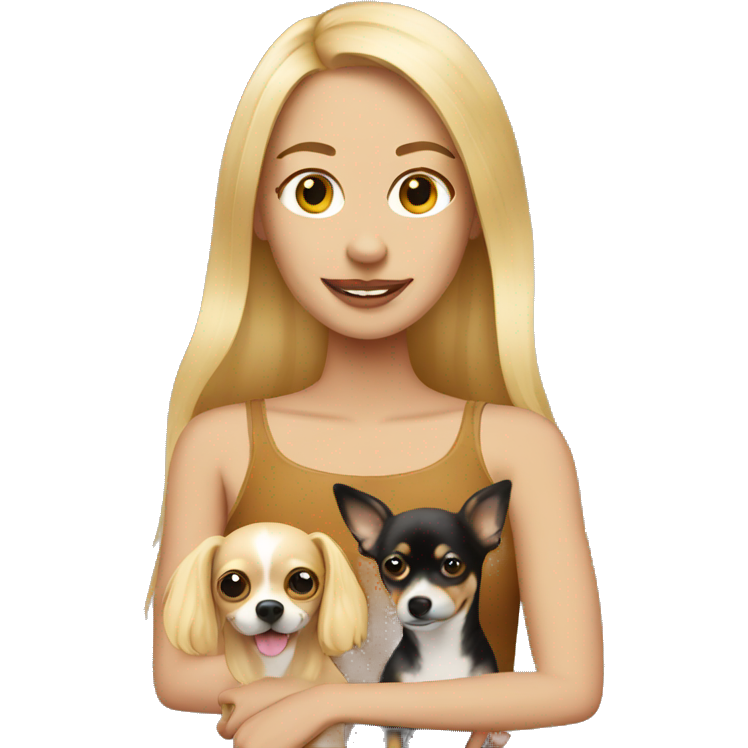 Blonde long haired woman with a chihuahua