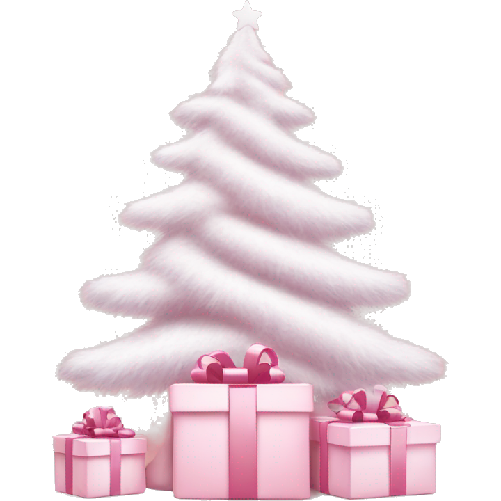 Light pink Christmas gifts under a white Christmas tree