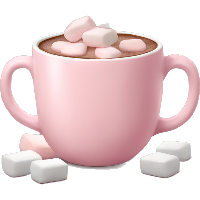 Light Pink mug of hot chocolate with marshmallows