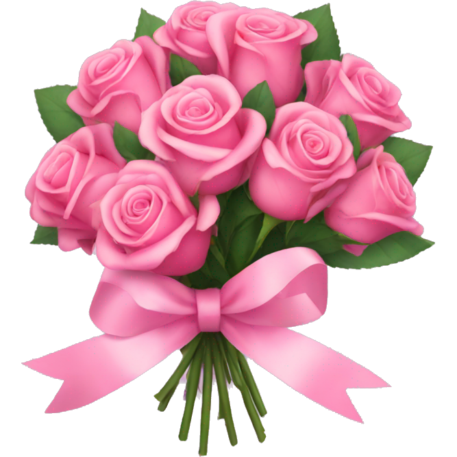 Pink rose bouquet with pink ribbons