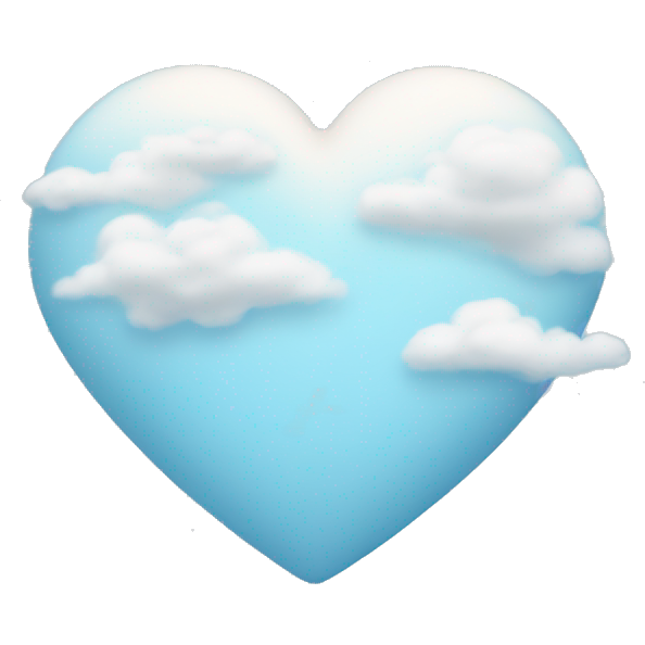 Pastel blue heart with clouds
