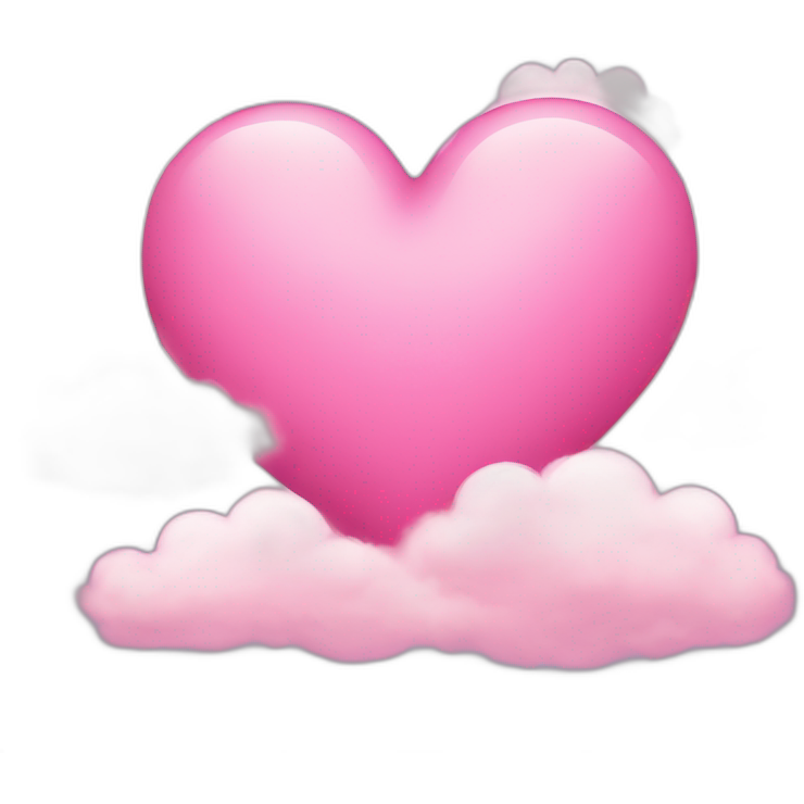 Pink heart with dreamy clouds