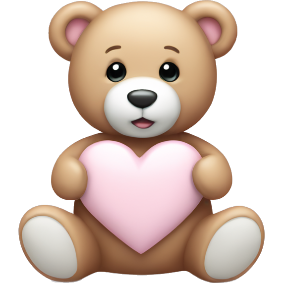 Light pink teddy bear with white heart