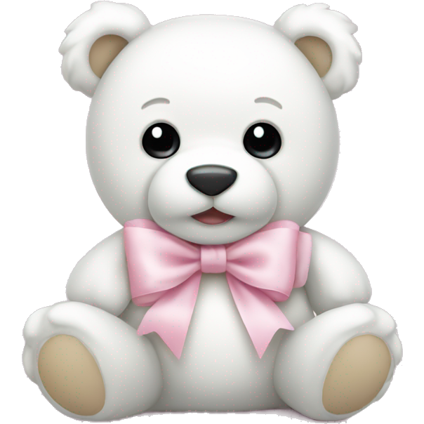 White teddy bear with light pink bow