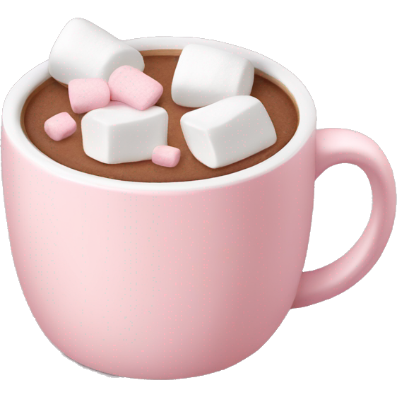 Light Pink mug of hot chocolate with marshmallows