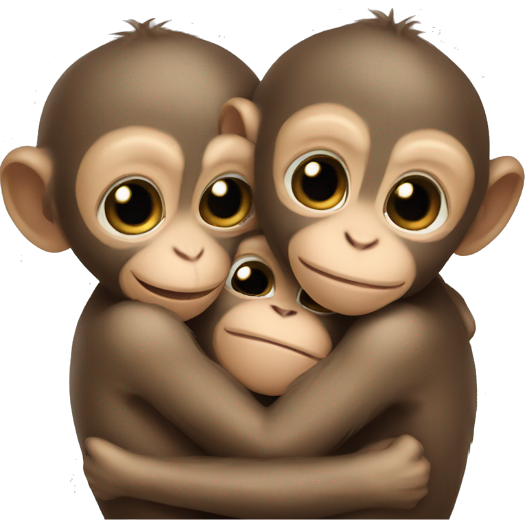 Three baby monkeys hugging