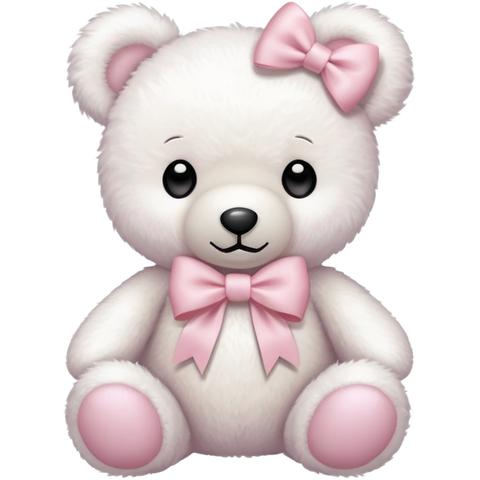 White teddy bear with light pink bow