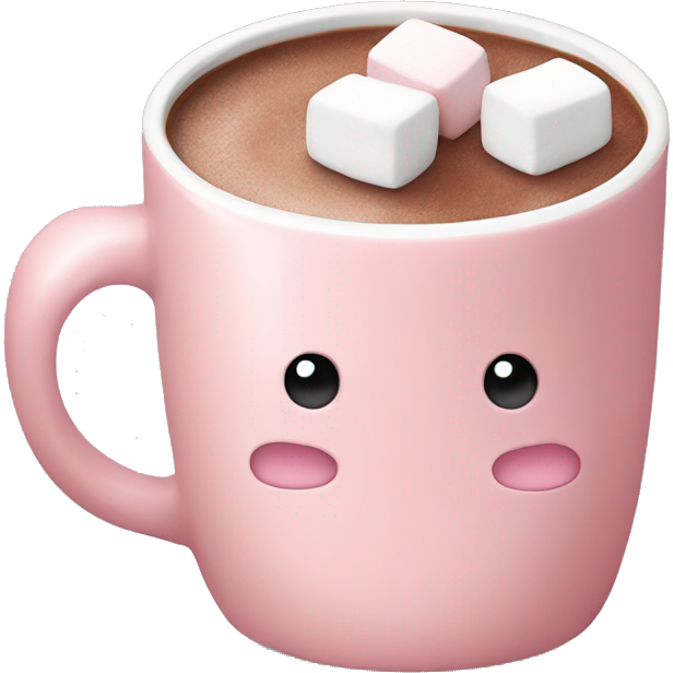 Light Pink mug of hot chocolate with marshmallows