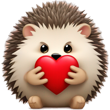 Hedgehog holding a red heart