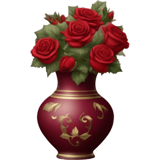 Maroon Christmas vase with roses