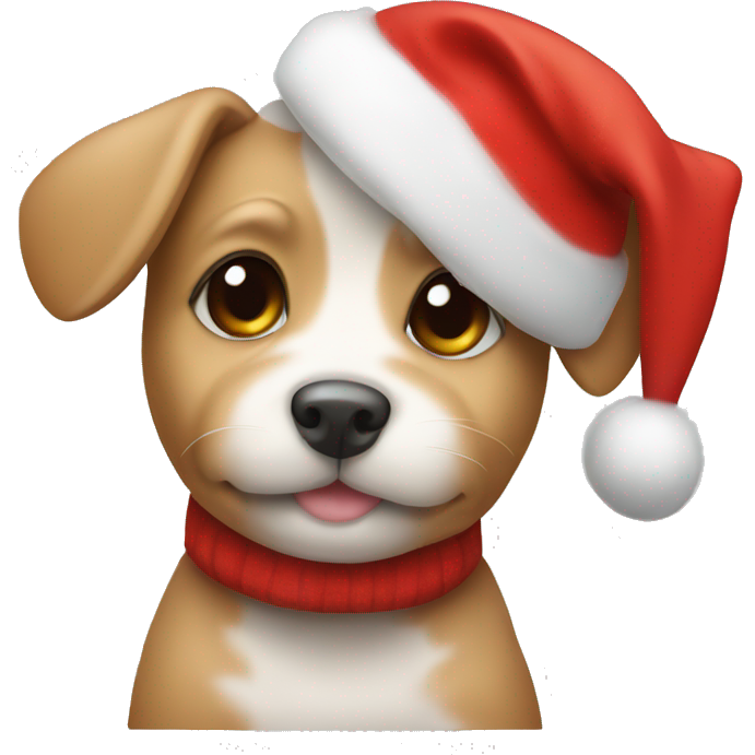 Cute small puppy wearing christmas hat