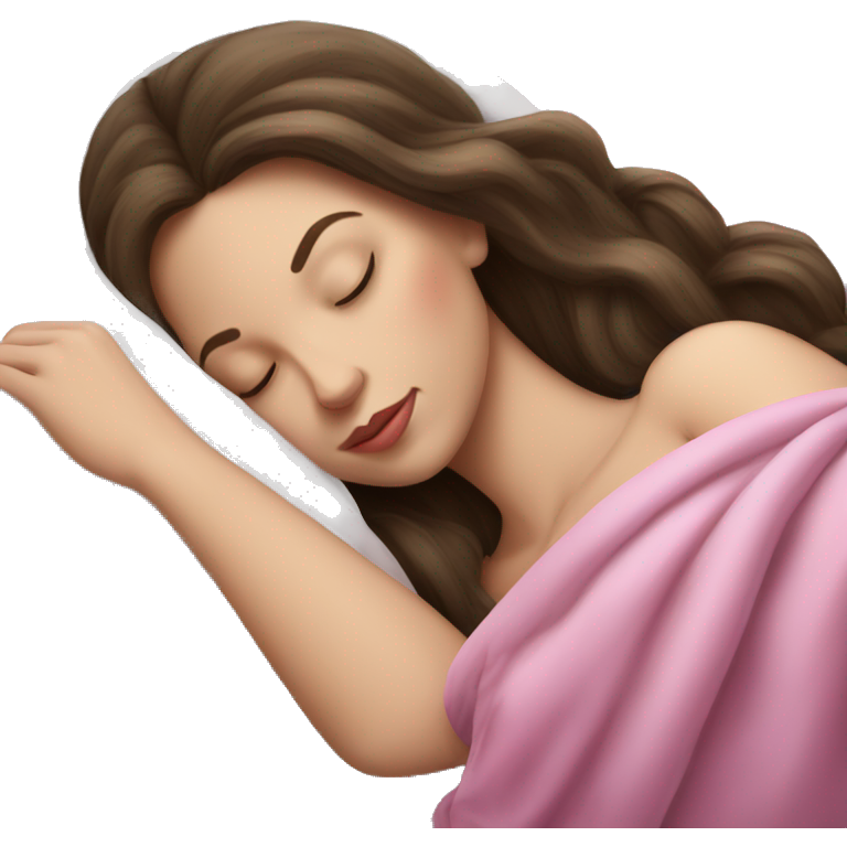 Sleeping beauty brunette white girl with a silk pillow