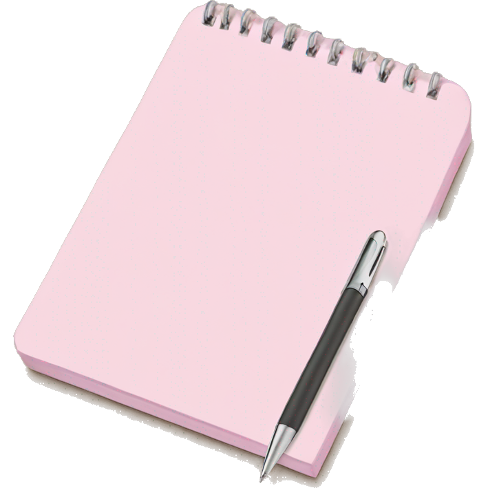 Pale pink notepad with pen